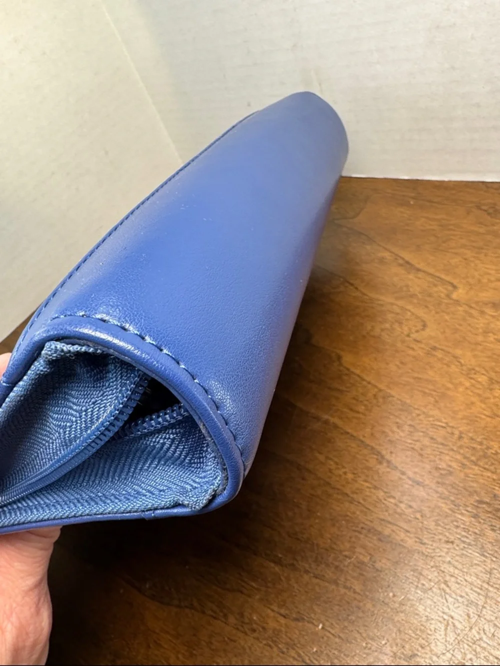 Franklin Covey Blue Faux Leather Zip Classic Planner Binder Case w/ 1.75